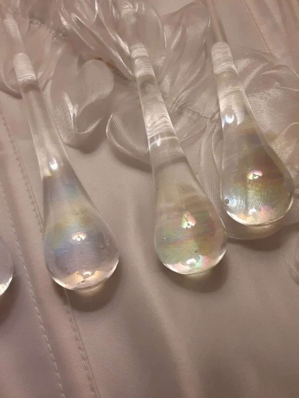 Three Murano Style Glass Iridescent Teardrops Chandelier Pieces Suncatcher - Picture 7 of 11